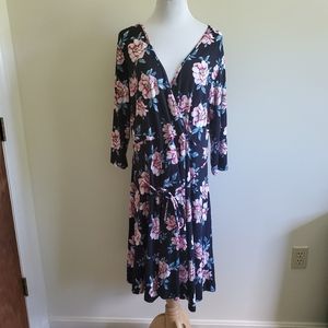 Floral faux wrap dress